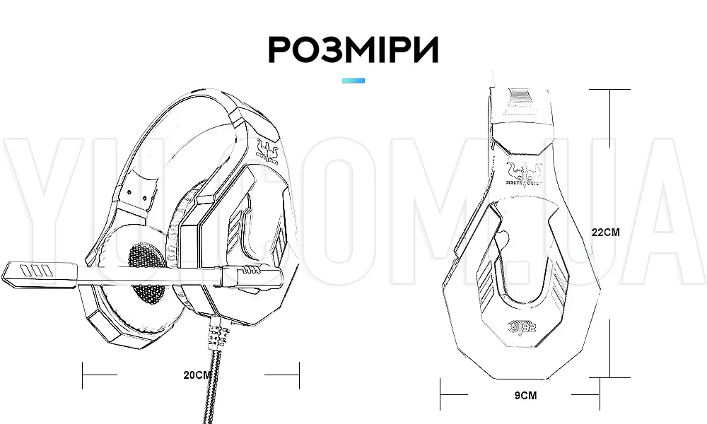 Ігрові навушники з мікрофоном та LED-підсвічуванням GT94 Ігрові навушники з мікрофоном та LED-підсвічуванням GT94