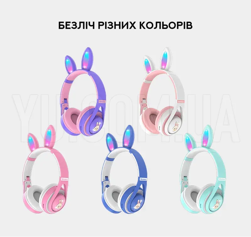 Бездротові LED Навушники із заячими вушками ME-15 Бездротові LED Навушники із заячими вушками ME-15