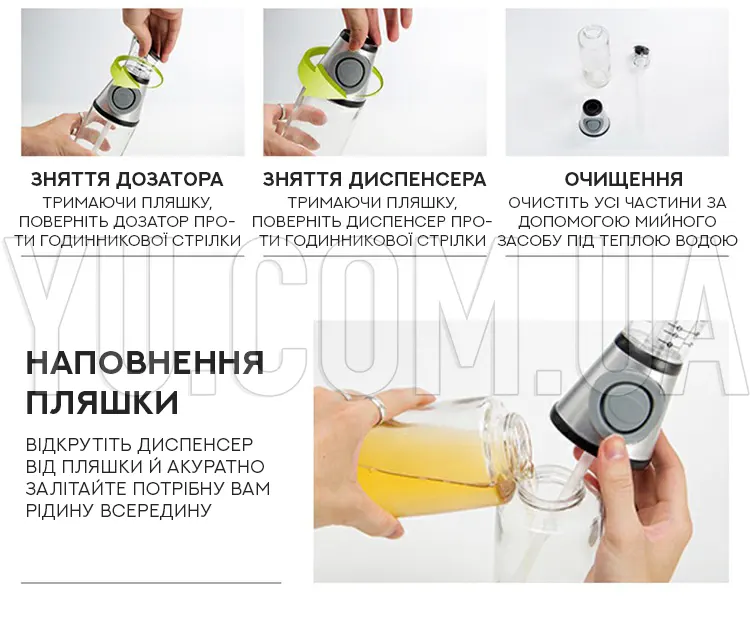 Диспенсер-бутылка для масла, уксуса и соусов с мерной чашей-дозатором 500 мл