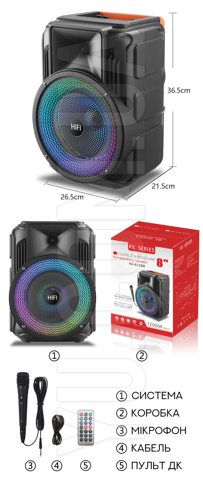 Автономна акустична система Bluetooth RX-8135W
