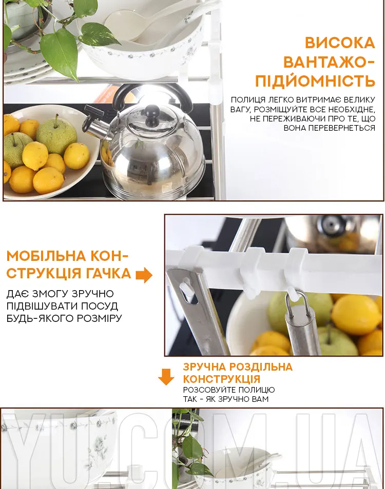 Двухъярусная полка-стеллаж для микроволновки на кухню Двухъярусная полка-стеллаж для микроволновки на кухню