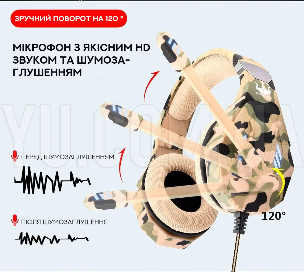 Ігрові навушники GT95 з мікрофоном та LED-підсвічуванням Ігрові навушники GT95 з мікрофоном та LED-підсвічуванням