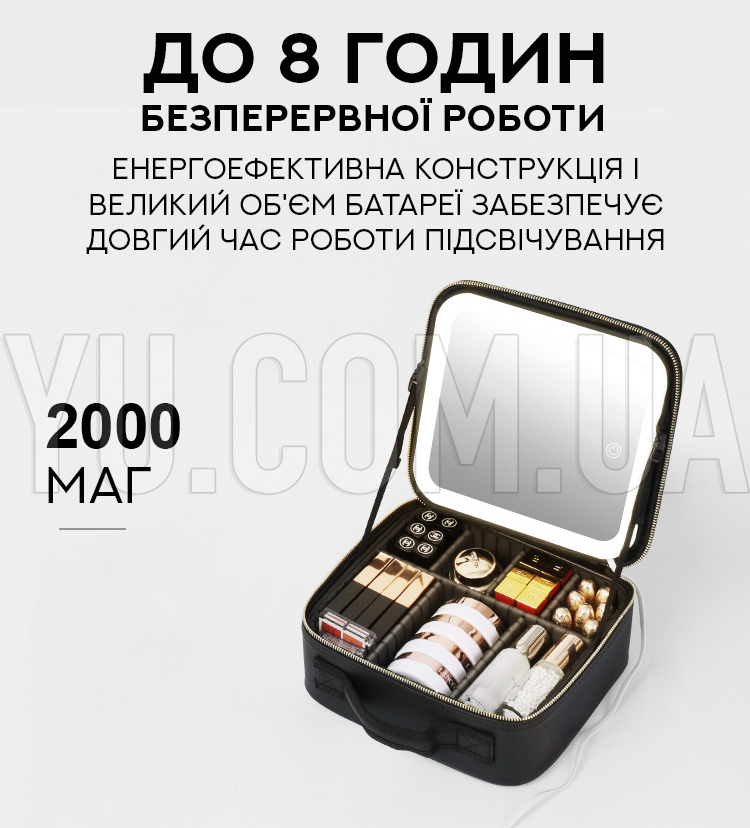 Дорожня косметичка-валіза з LED дзеркалом Дорожня косметичка-валіза з LED дзеркалом