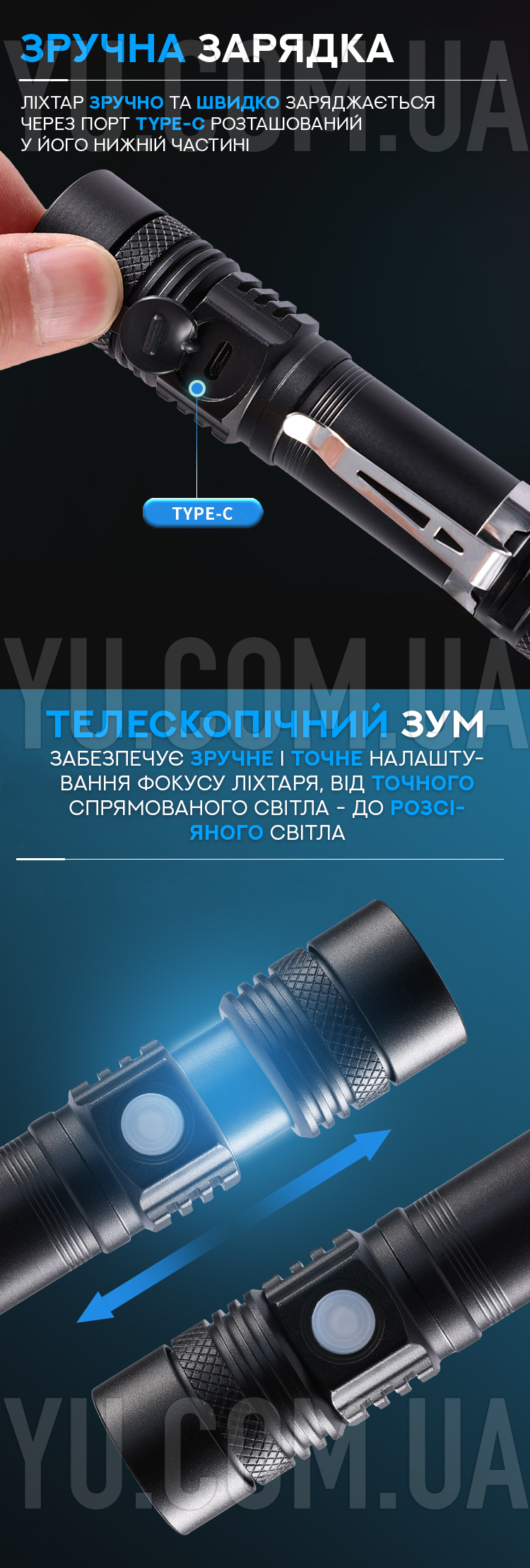Компактний ручний ліхтарик з бічним світлом BL-520-T6 Компактний ручний ліхтарик з бічним світлом BL-520-T6