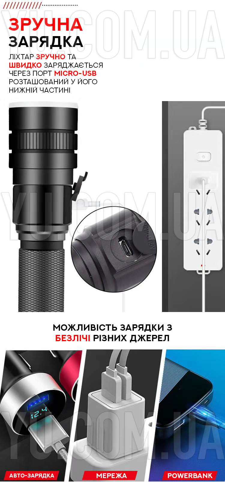 Потужний ручний ліхтарик BL-611-P50 Потужний ручний ліхтарик BL-611-P50