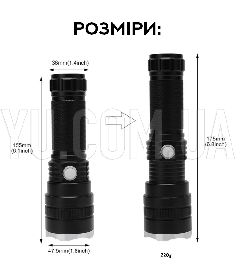 Потужний ручний ліхтарик BL-611-P50 Потужний ручний ліхтарик BL-611-P50