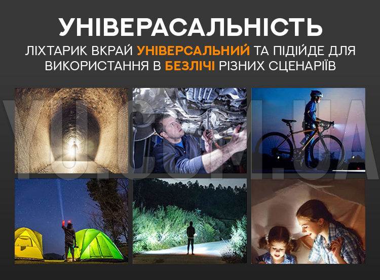 Потужний ручний ліхтарик BL-C72-P50 з бічним світлом Потужний ручний ліхтарик BL-C72-P50 з бічним світлом
