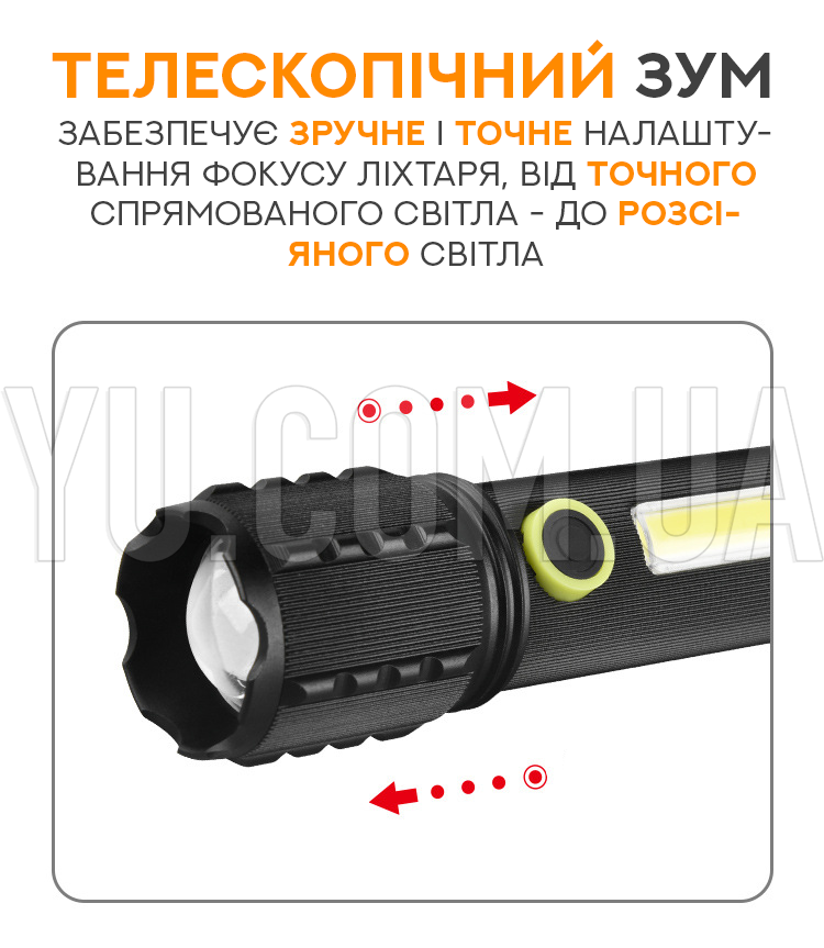 Потужний ручний ліхтарик BL-C72-P50 з бічним світлом Потужний ручний ліхтарик BL-C72-P50 з бічним світлом