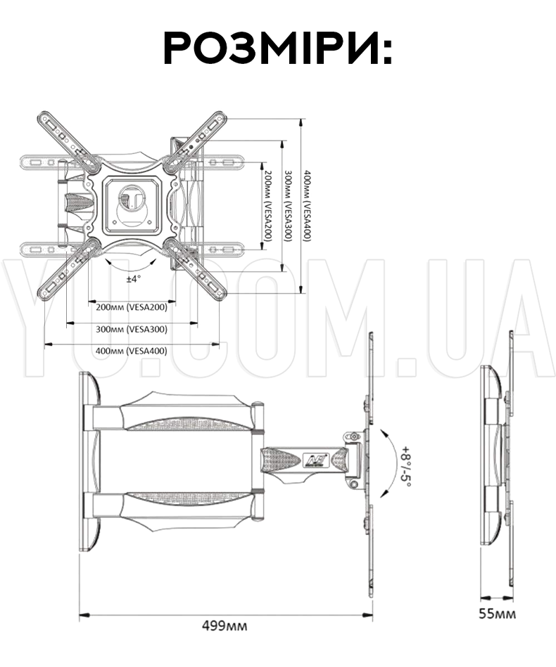 Кронштейн крепление для телевизора на стену 32"-55" FD-L400