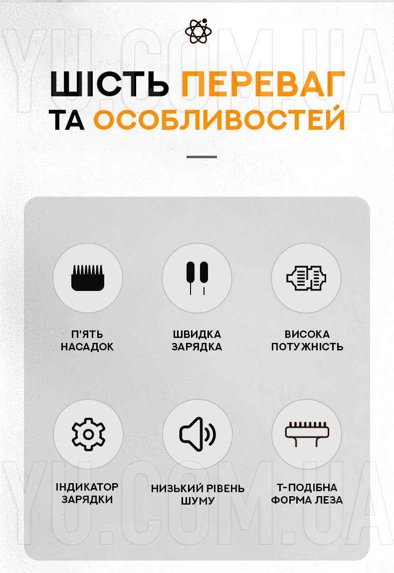 Професійна стрижкова машинка Gemei GM-886 з 5 насадками Професійна стрижкова машинка Gemei GM-886 з 5 насадками