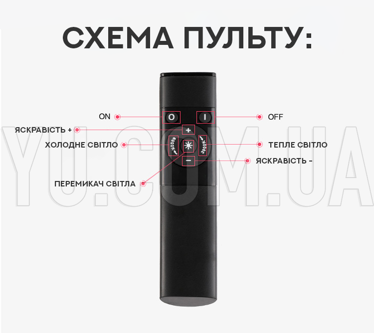 Кільцева LED лампа HQ-14N з 3 кріпленнями та пультом ДК