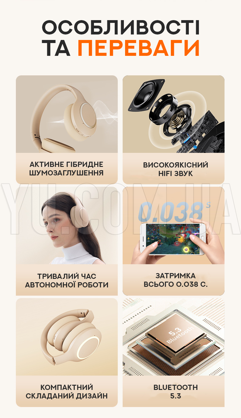 Бездротові навушники з мікрофоном P6066 Бездротові навушники з мікрофоном P6066