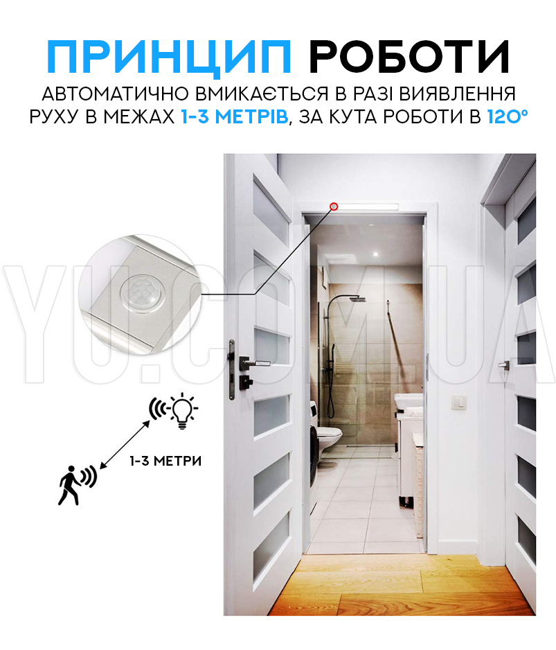 Портативная лампа с датчиком движения и USB зарядкой (33см.)