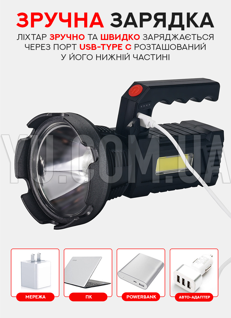 Потужний ручний ліхтар BL T-100 Torch з бічним світлом Потужний ручний ліхтар BL T-100 Torch з бічним світлом