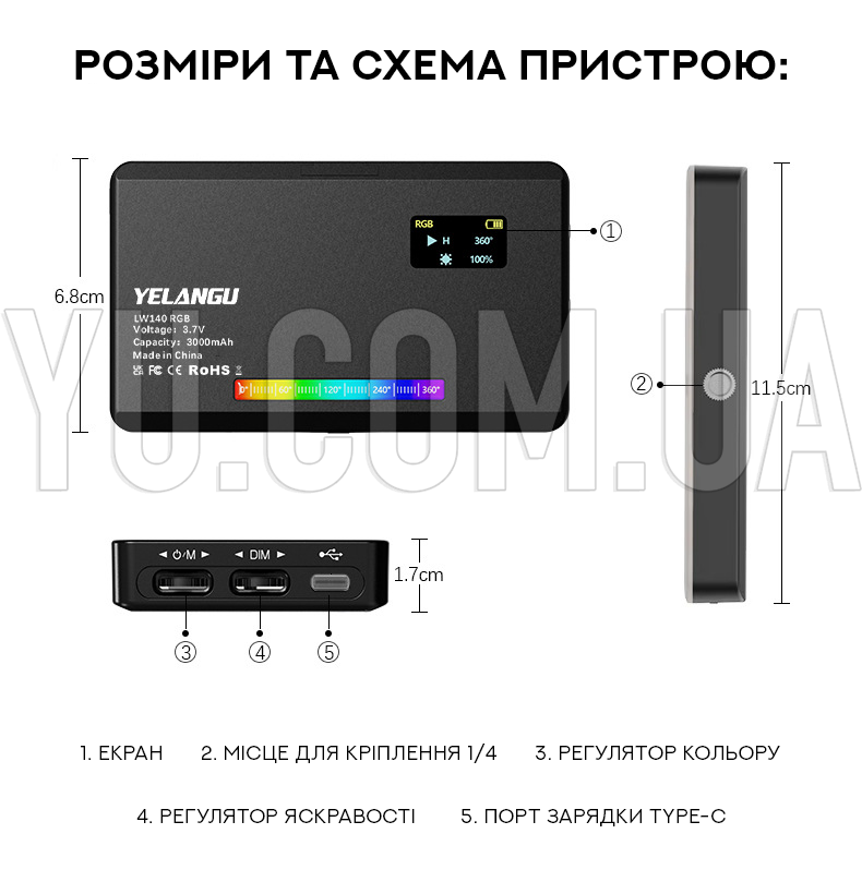 Led-лампа для студійного освітлення W140RGB Led-лампа для студійного освітлення W140RGB