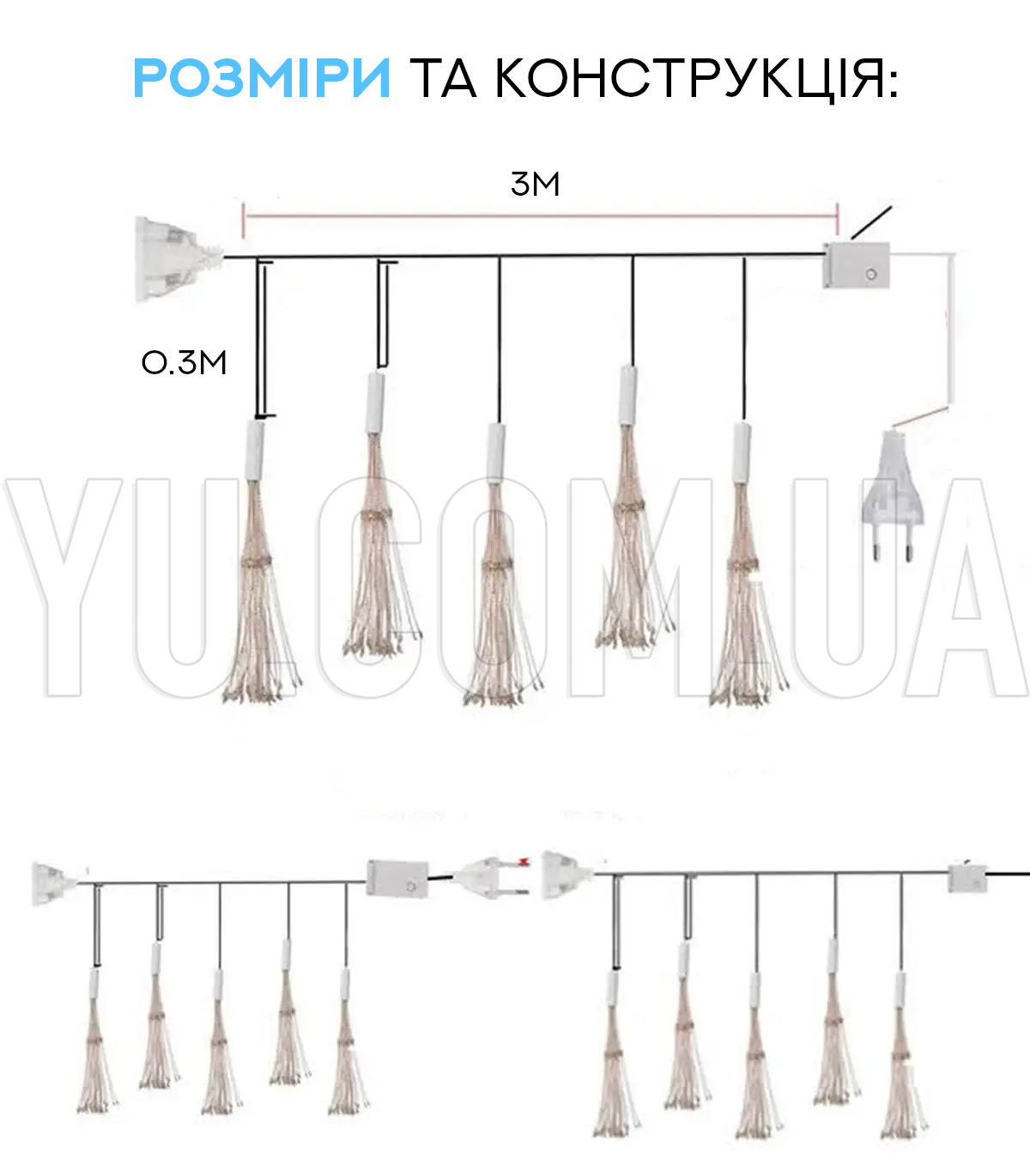 Гірлянда "Штора феєрверк" 500 M-7 3м х 30см (3М*0.3М) (Мультиколір) Гірлянда "Штора феєрверк" 500 M-7 3м х 30см (3М*0.3М) (Мультиколір)