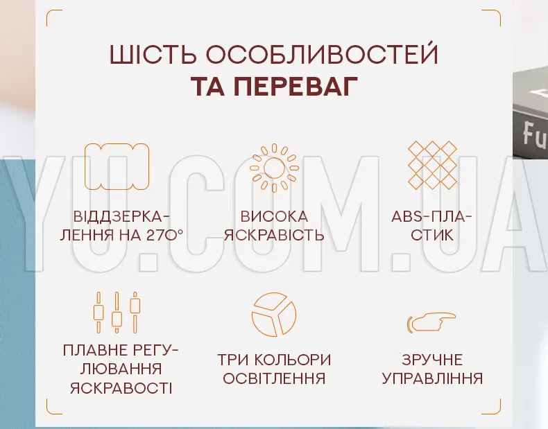 Дзеркало для потрійного макіяжу з LED підсвічуванням XW-810 Дзеркало для потрійного макіяжу з LED підсвічуванням XW-810