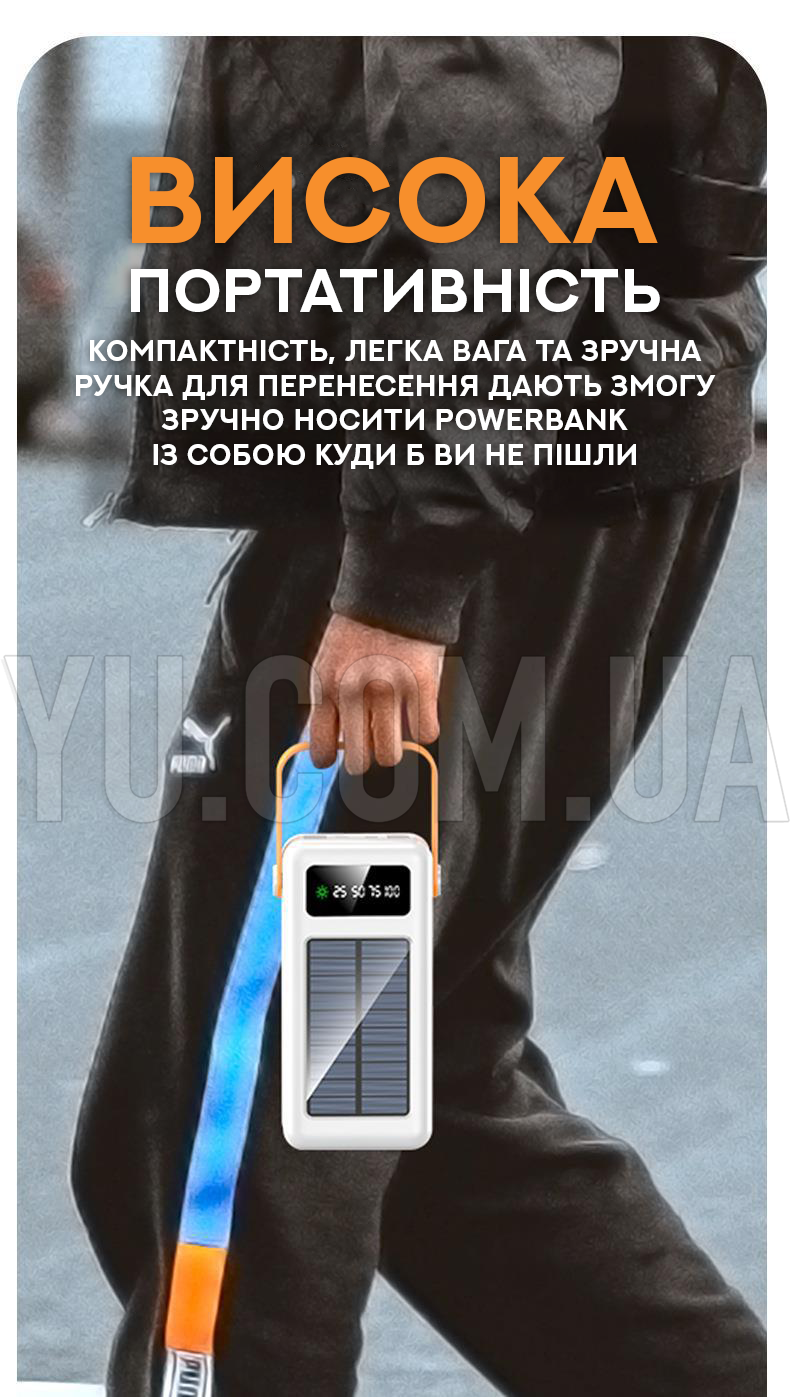 Потужний Powerbank на сонячній батареї 60000mAh
