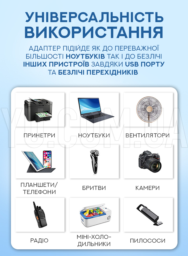 Универсальное зарядное устройство для ноутбуков 125W с 8 переходниками Универсальное зарядное устройство для ноутбуков 125W с 8 переходниками
