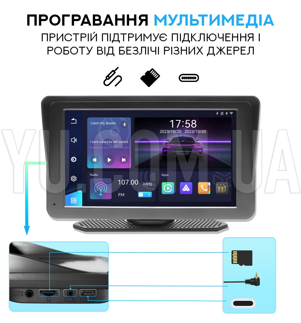 Беспроводная автомобильная стереосистема с дисплеем 7-дюймов Carplay 701W Беспроводная автомобильная стереосистема с дисплеем 7-дюймов Carplay 701W