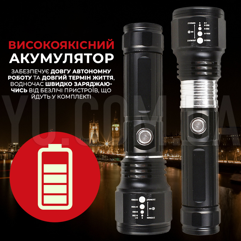 Тактичний ліхтарик з регулюванням масштабування Bailong Police BL-1871-T6 Тактичний ліхтарик з регулюванням масштабування Bailong Police BL-1871-T6