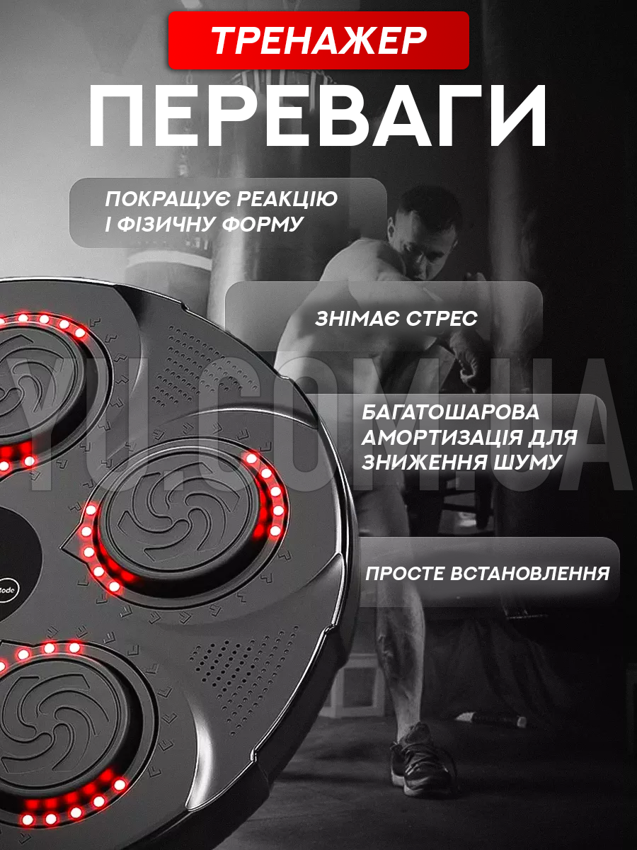 Настінна боксерська мішень з підсвічуванням та музикою Настінна боксерська мішень з підсвічуванням та музикою