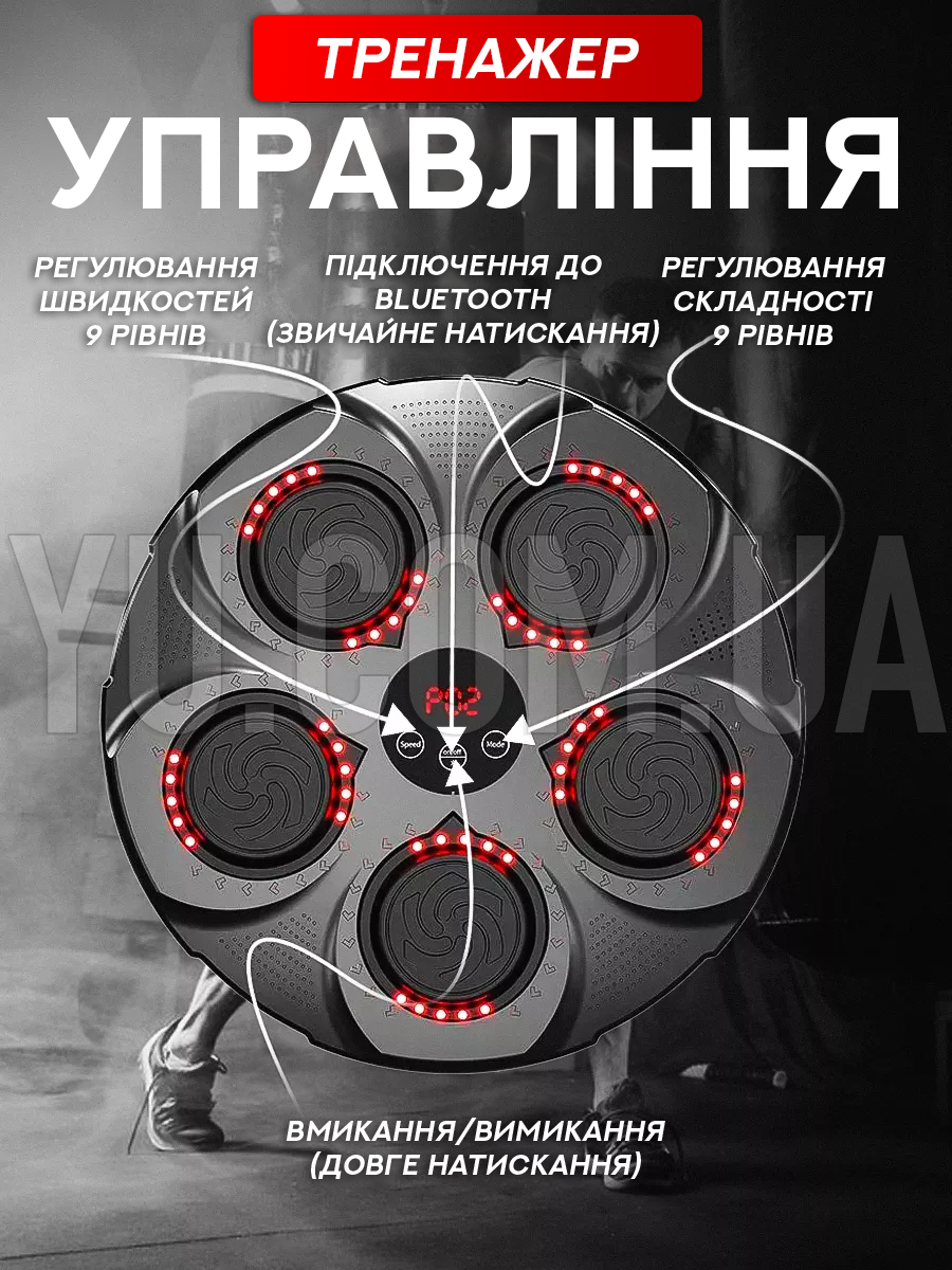 Настінна боксерська мішень з підсвічуванням та музикою Настінна боксерська мішень з підсвічуванням та музикою