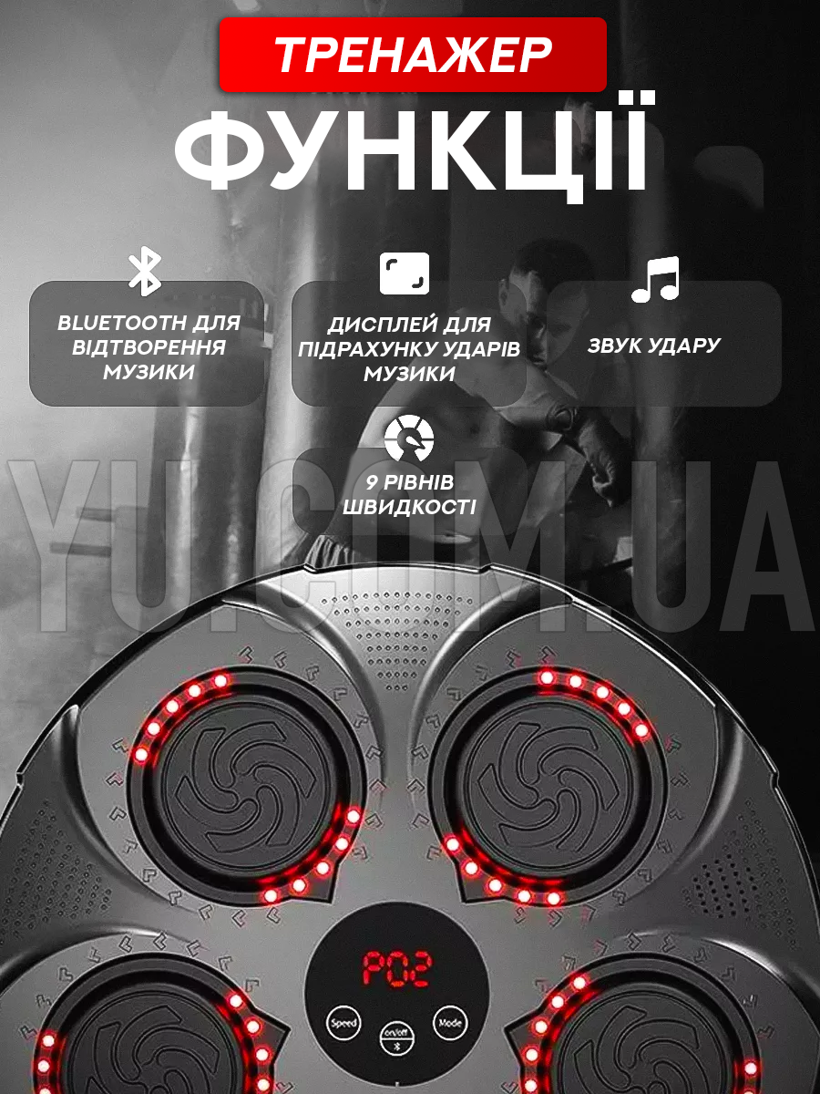 Настінна боксерська мішень з підсвічуванням та музикою Настінна боксерська мішень з підсвічуванням та музикою