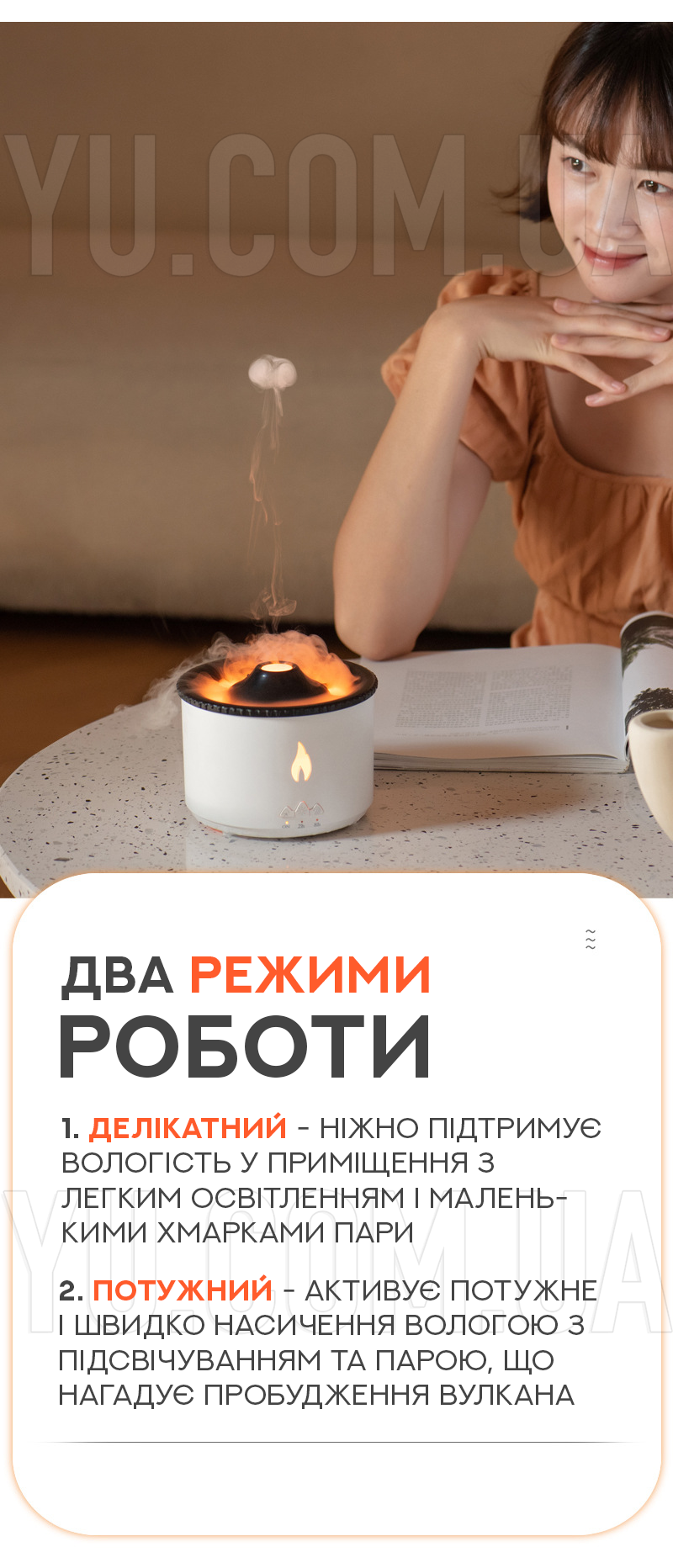  Увлажнитель воздуха - ночник  с эффектом пламени 300 мл. EL-19V