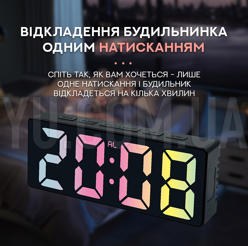 Электронные часы/термометр/календарь/будильник с зеркальным дисплеем, от USB EL-3806M (Красный)