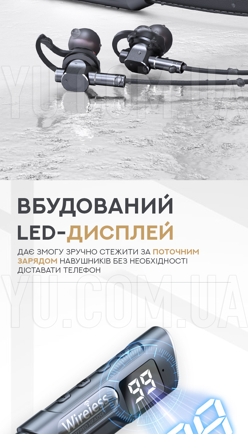 Бездротові спортивні навушники з дисплеєм EL-88BT