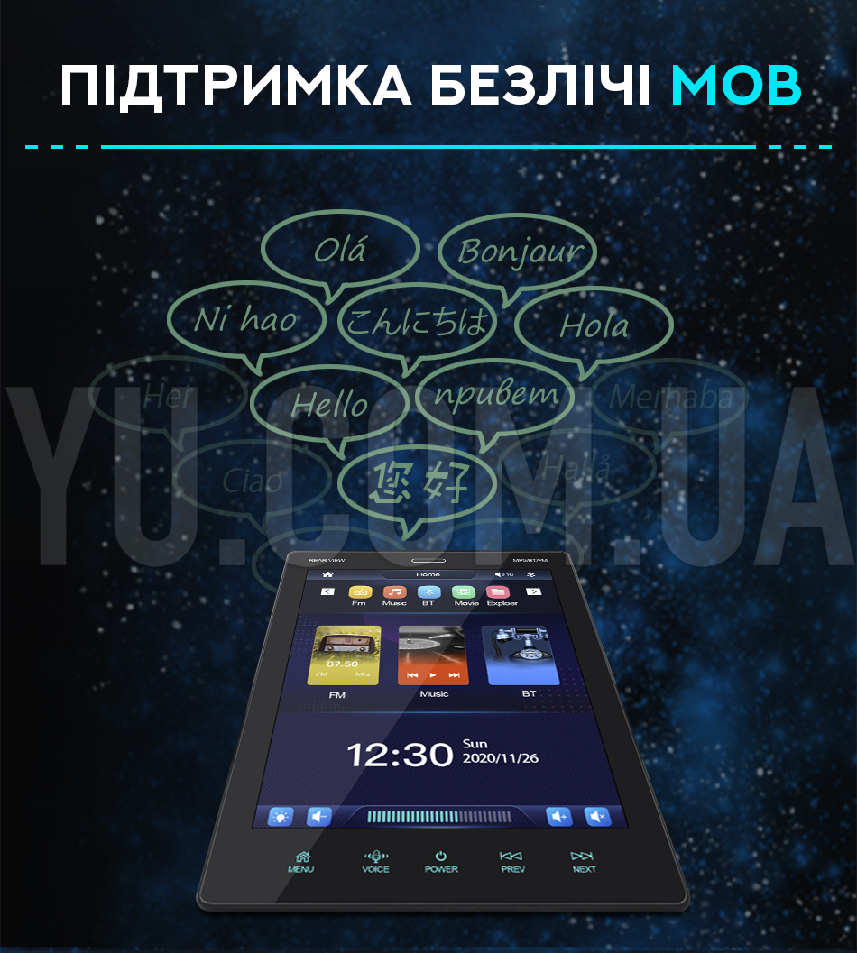 Мультимедійна автомагнітола PI-1007 1DIN 10" ADNROID 10.0 2/16GB
