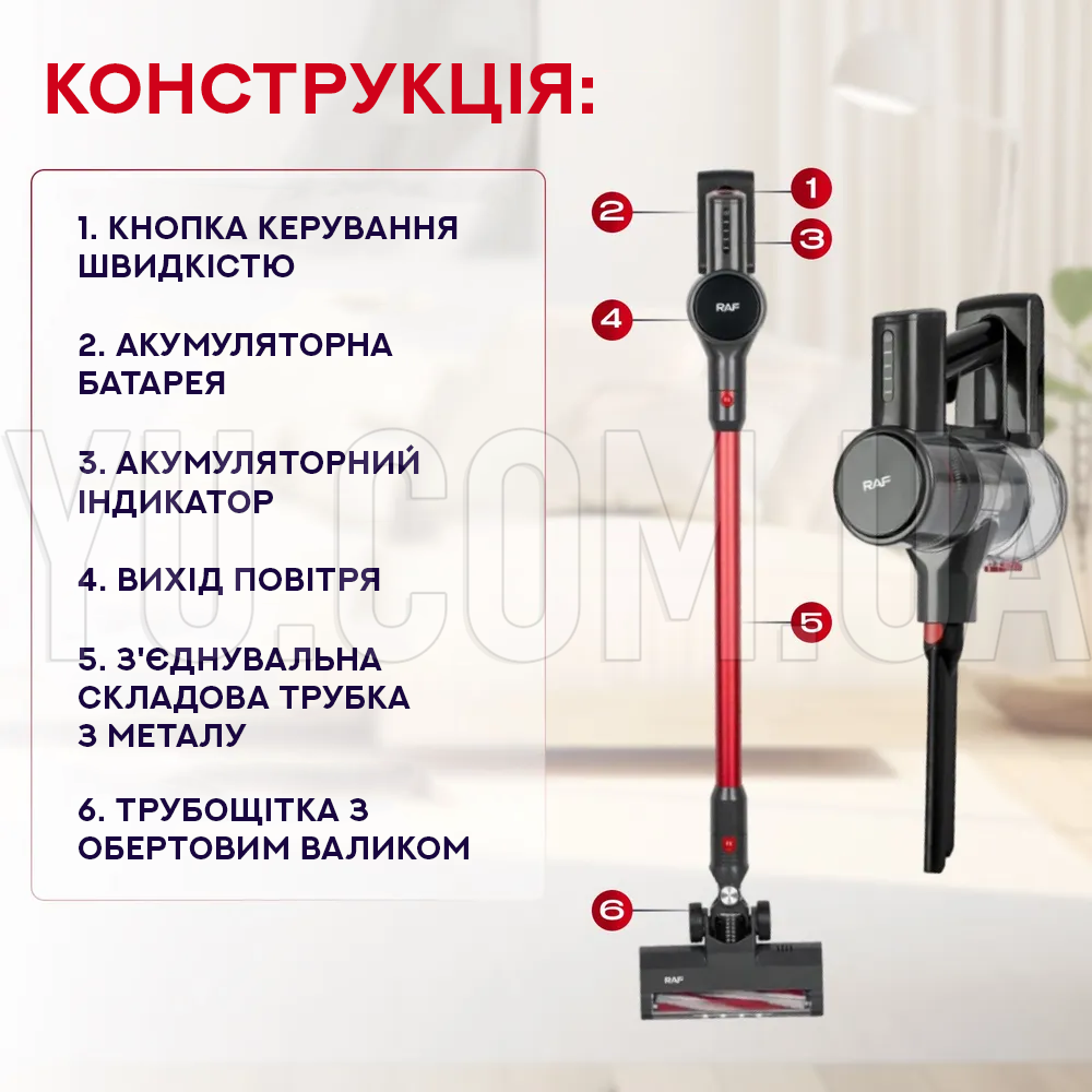 Вертикальний акумуляторний пилосос 3в1 RAF R.8675 120W Вертикальний акумуляторний пилосос 3в1 RAF R.8675 120W