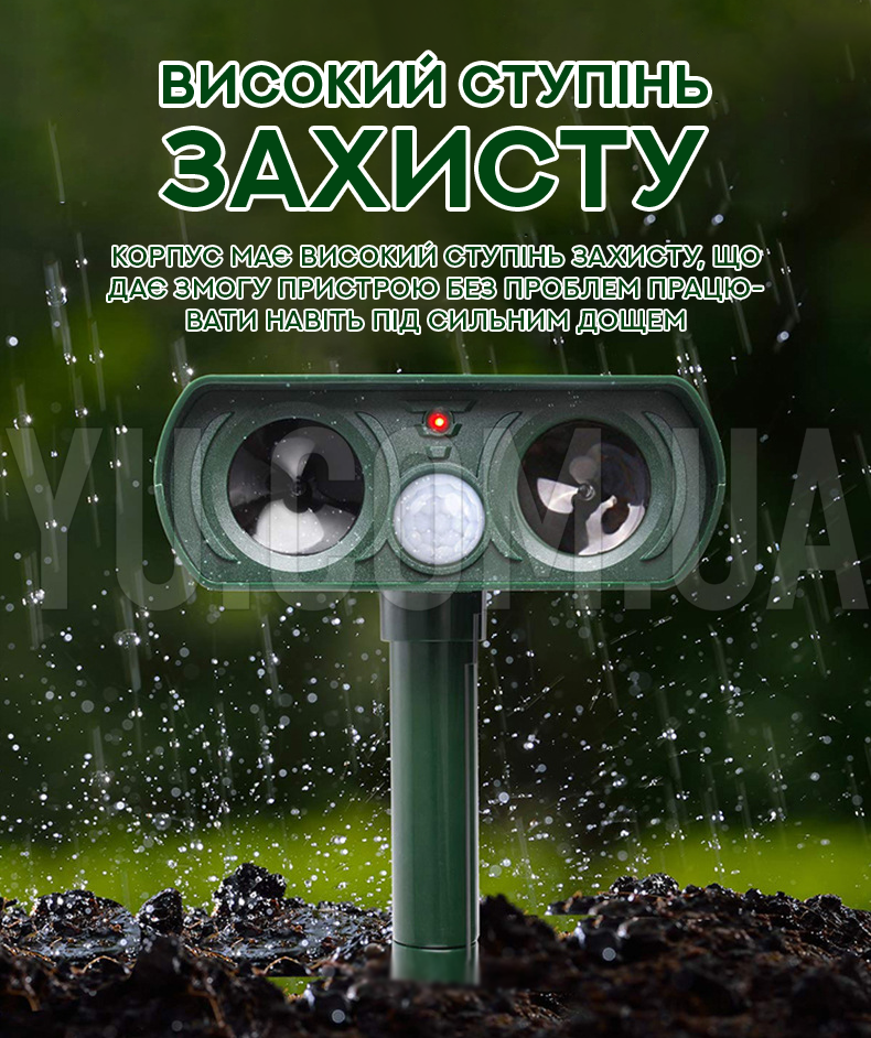Ультразвуковой отпугиватель на солнечной батарее от кротов и грызунов Solar Pest Reppeler ZF-858