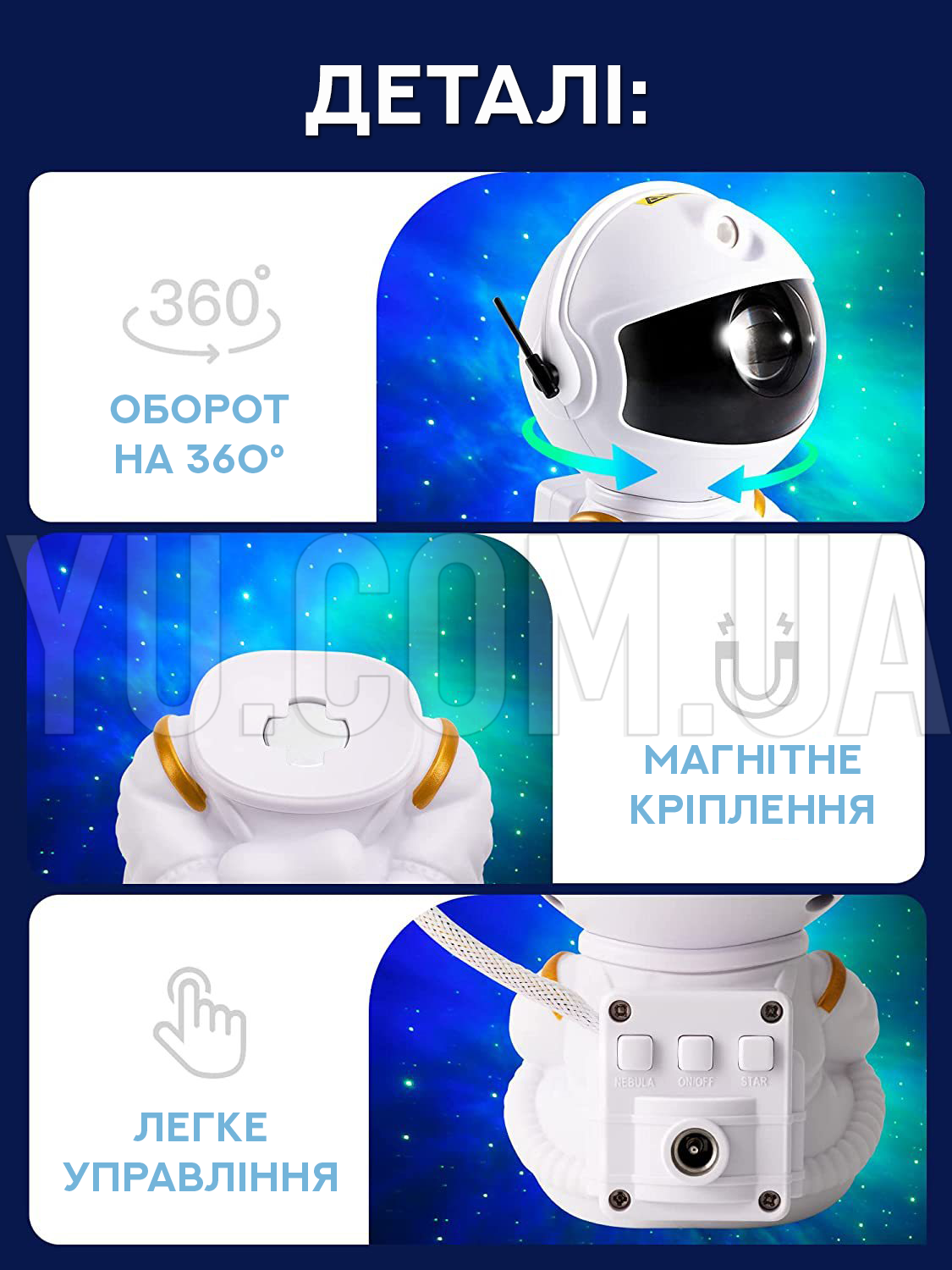 Сидячий Космонавт со звездой Лазерный Проектор/Ночник в виде астронавта c пультом ДУ