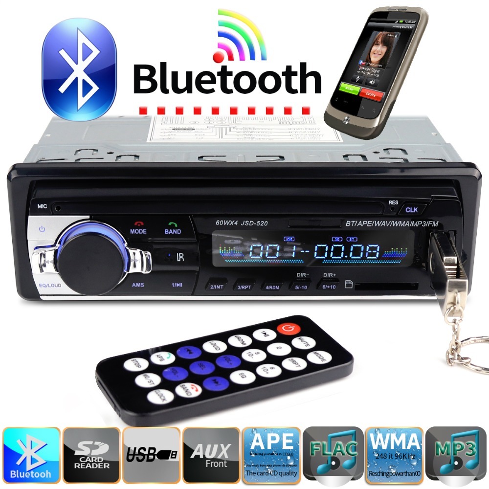 Автомагнітола BT520 ISO-MP3+FM+SD+AUX Bluetooth (1 USB)