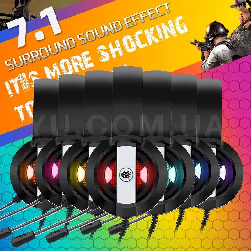 Накладні навушники з мікрофоном і RGB підсвічування A8 misde GAMING led