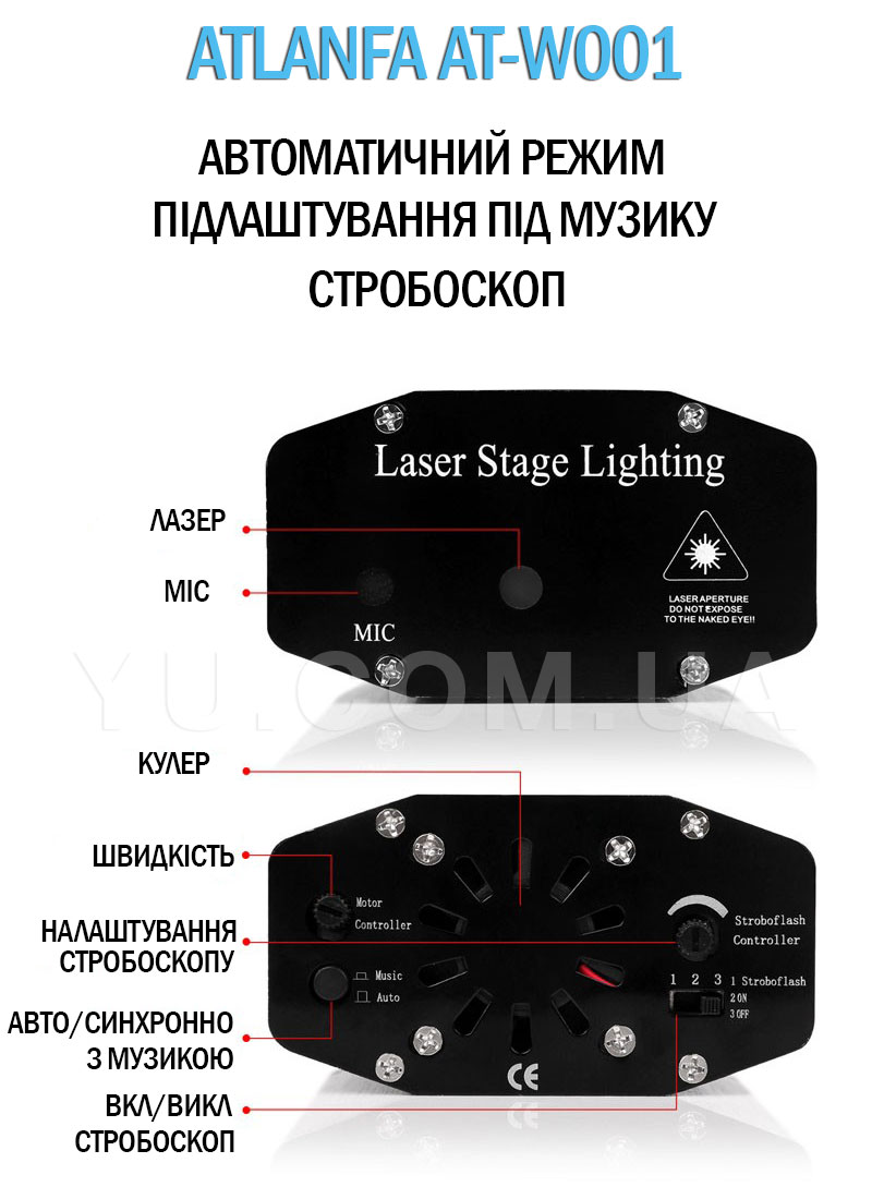 Лазерный проектор с аудиодатчиком и точечным рисунком ATLANFA AT-W001