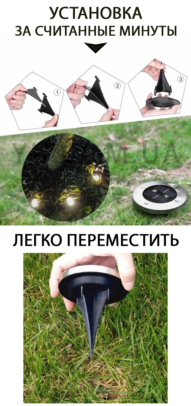 Уличный садовый светильник на солнечной батарее