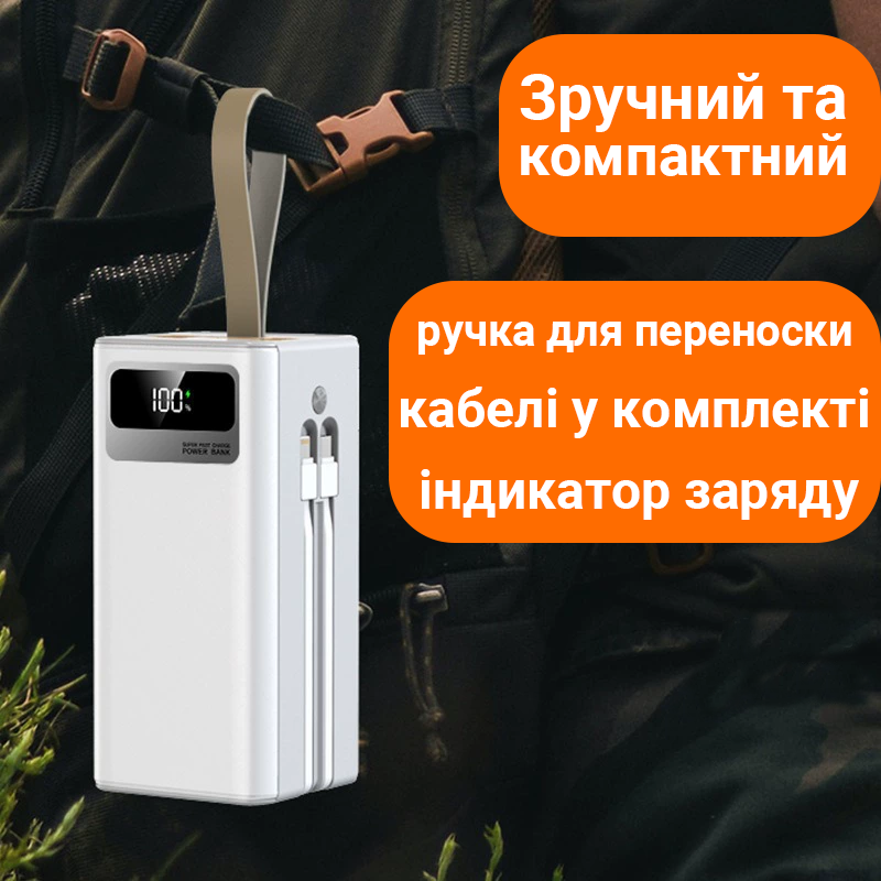 Power Bank 40000 mAh з швидкою зарядкою та Led-фонарем Power Bank 40000 mAh з швидкою зарядкою та Led-фонарем