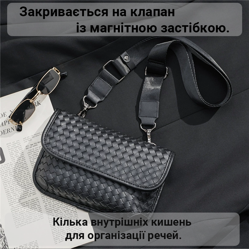 Сумка-барсетка через плече чорна Сумка-барсетка через плече чорна